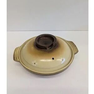 Vintage Cream and Brown Ceramic Dish